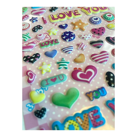 Puffy Stickers Heart Shape, Love, I Love You Party Bag, Scrapbook, Valentines - PartyErasers
