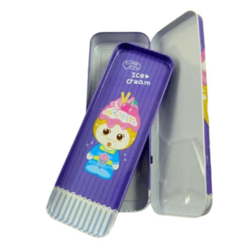 Purple fruit sundae baby Large Metal Pencil Case Box - PartyErasers