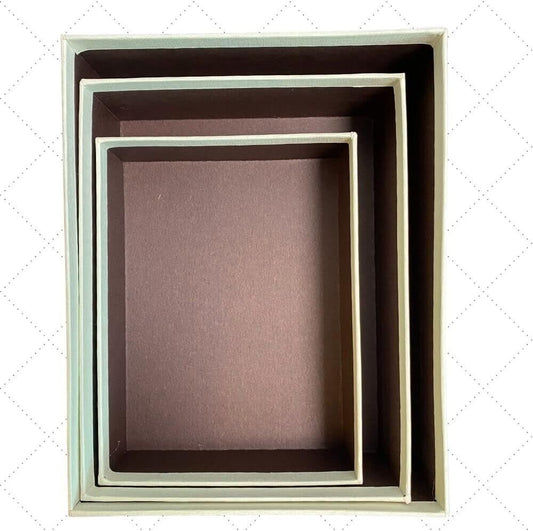 Set of 3 Rigid Luxury Beige Gift Box with Maroon Top Lid (3 sizes) - PartyErasers