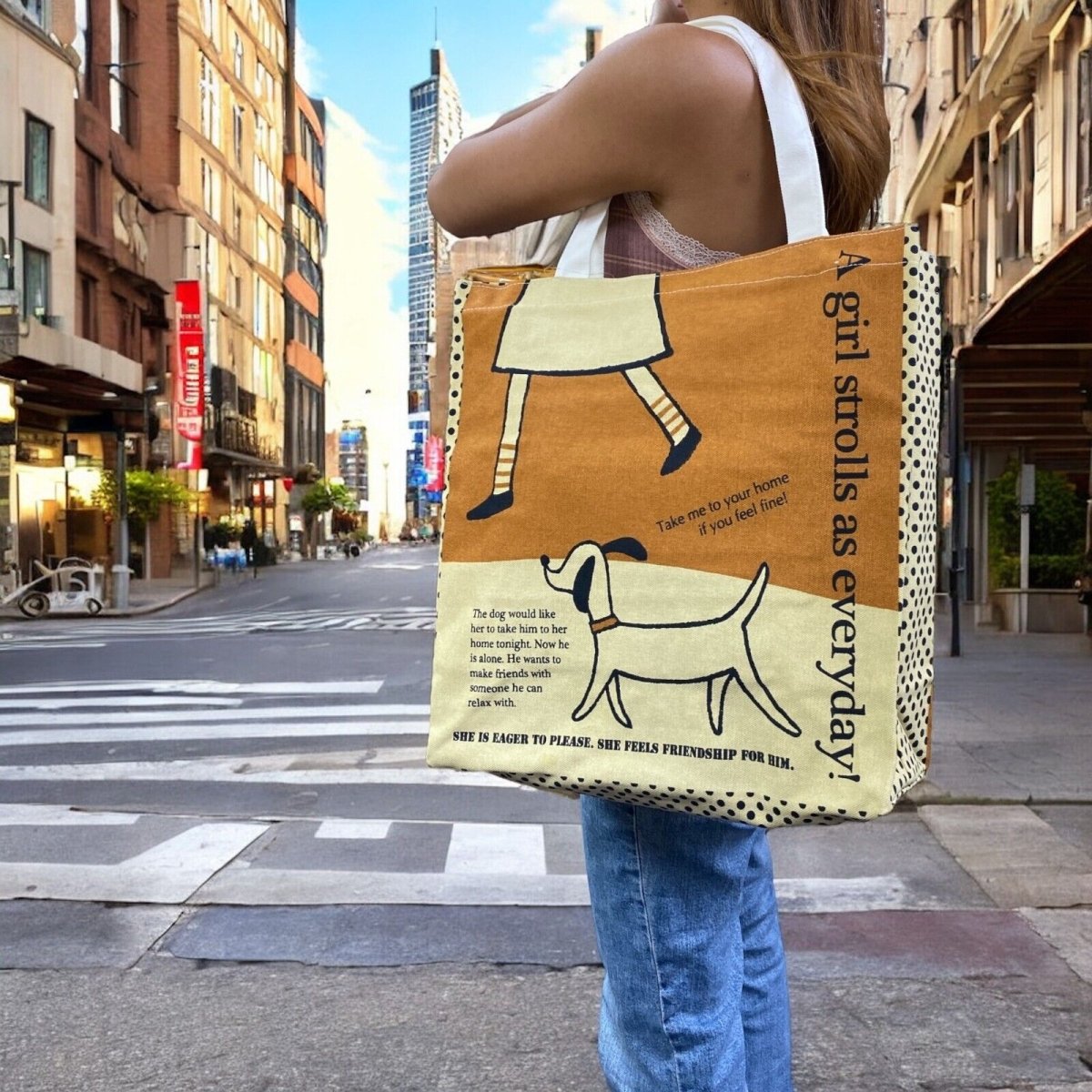 Shinzi Katoh Cotton Zipper Tote Bag with Pockets and Zipper for Shopping or Work - PartyErasers