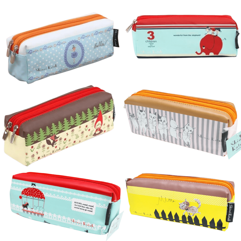 Shinzi Katoh Double Zipper Pouch Pencil Case Travel Accessories Cosmetic Pouch - PartyErasers