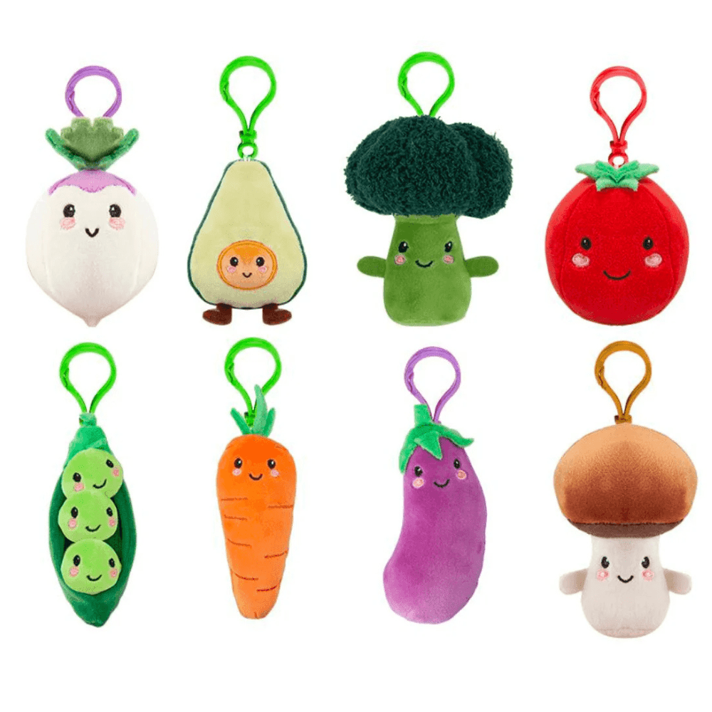 Softlings Vegetable Foodies Plush Clip On 12cm Avocado Pea Mushroom Broccoli etc - PartyErasers