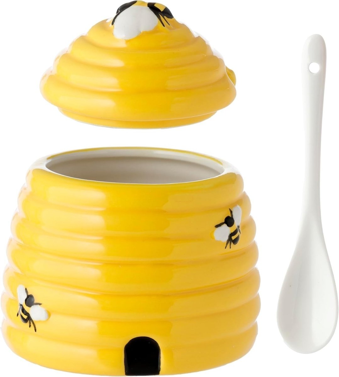 The Nectar Meadows Ceramic Beehive Pot and Spoon Kitchenware - PartyErasers