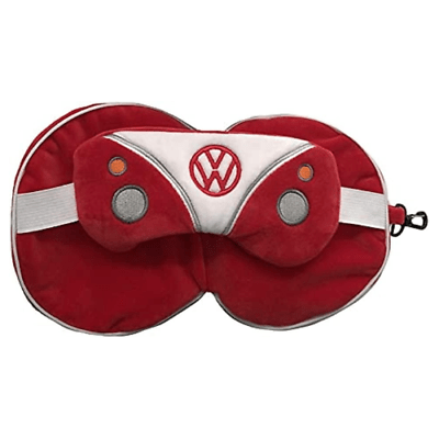 Volkswagen VW T1 Camper Bus Red Round Travel Pillow & Eye Mask - PartyErasers