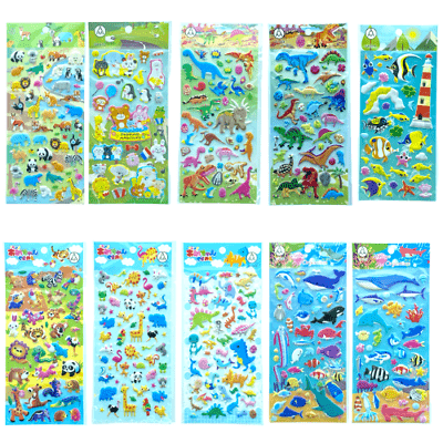 10 Pieces Animals Dinosaurs Puffy Stickers Foam Stickers Party Filler Bag Gift - PartyErasers