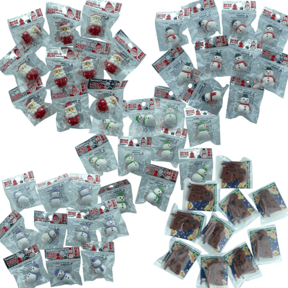10pcs Iwako Christmas Erasers Bulk Party Bag Fillers | Santa Snowman Sleigh Xmas - PartyErasers