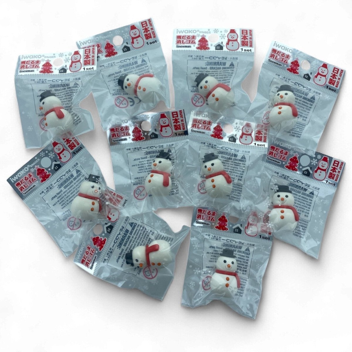 10pcs Iwako Christmas Erasers Bulk Party Bag Fillers | Santa Snowman Sleigh Xmas - PartyErasers