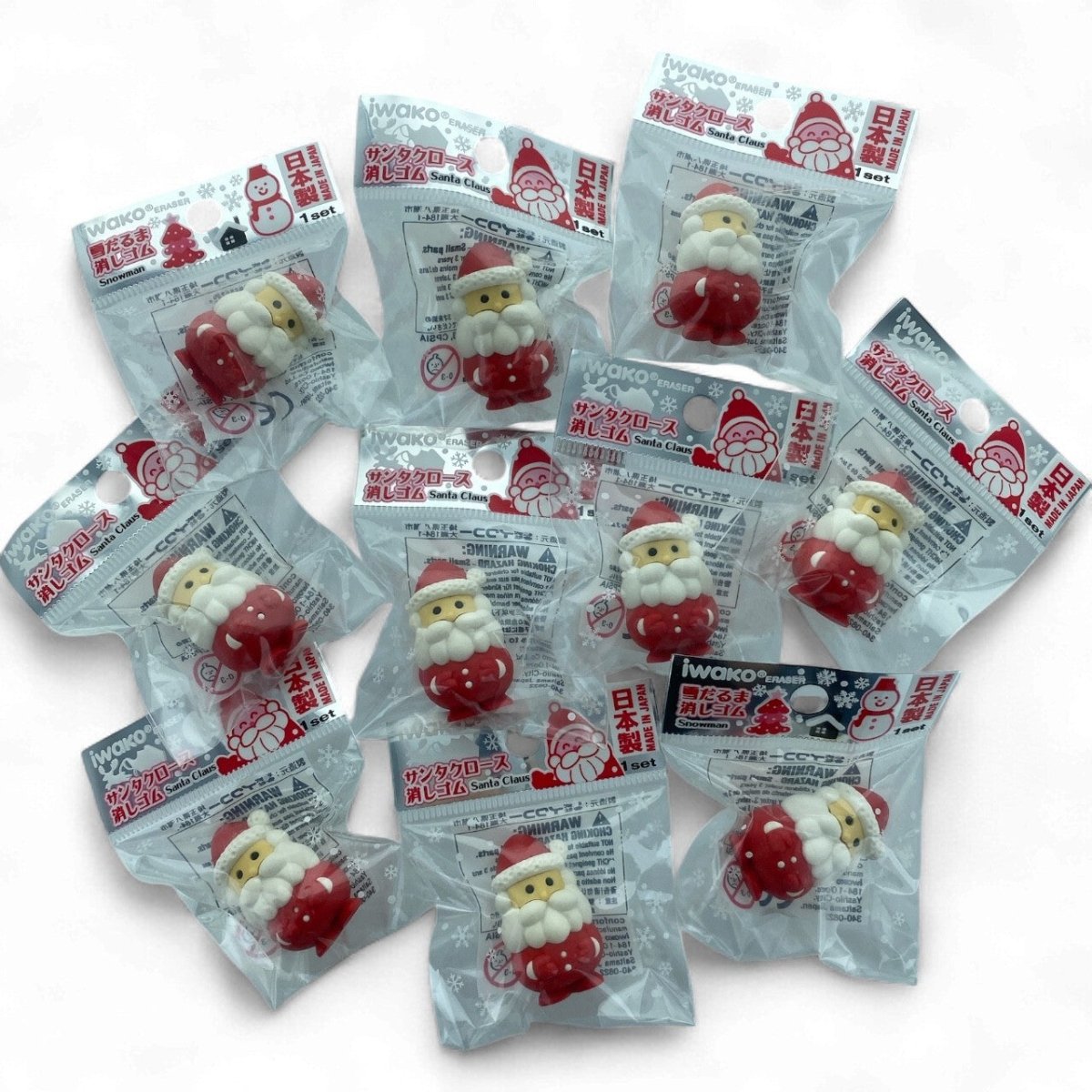 10pcs Iwako Christmas Erasers Bulk Party Bag Fillers | Santa Snowman Sleigh Xmas - PartyErasers