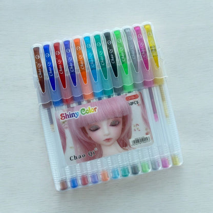 12 Pack of Glitter Gel Pens for Home School Office - PartyErasers