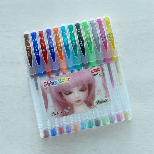 12 Pack of Glitter Gel Pens for Home School Office - PartyErasers