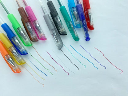 12 Pack of Glitter Gel Pens for Home School Office - PartyErasers