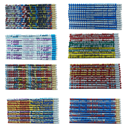 12pcs Motivational Encouraging Words HB Pencils for School Student Classroom - PartyErasers