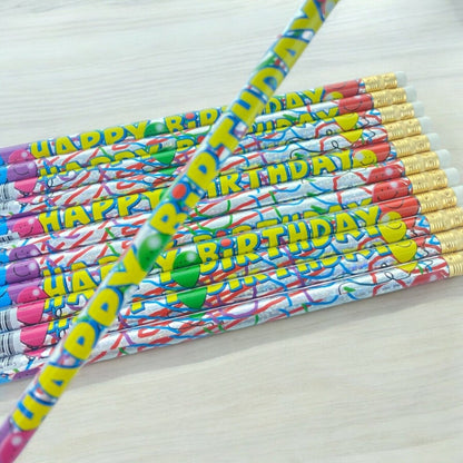 12pcs Various Themed HB Pencils for School Student Classroom Birthday Party Bag - PartyErasers