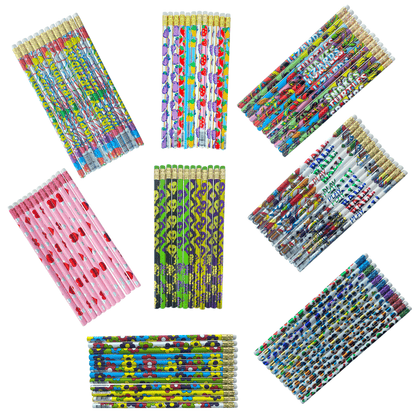 12pcs Various Themed HB Pencils for School Student Classroom Birthday Party Bag - PartyErasers
