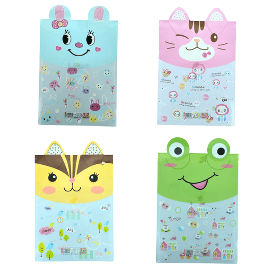 4 packs Cute Animal Plastic Folder File Filling For Home School Paper Storage - PartyErasers