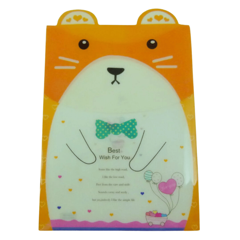4 packs Cute Animal Plastic Folder File Filling For Home School Paper Storage - PartyErasers
