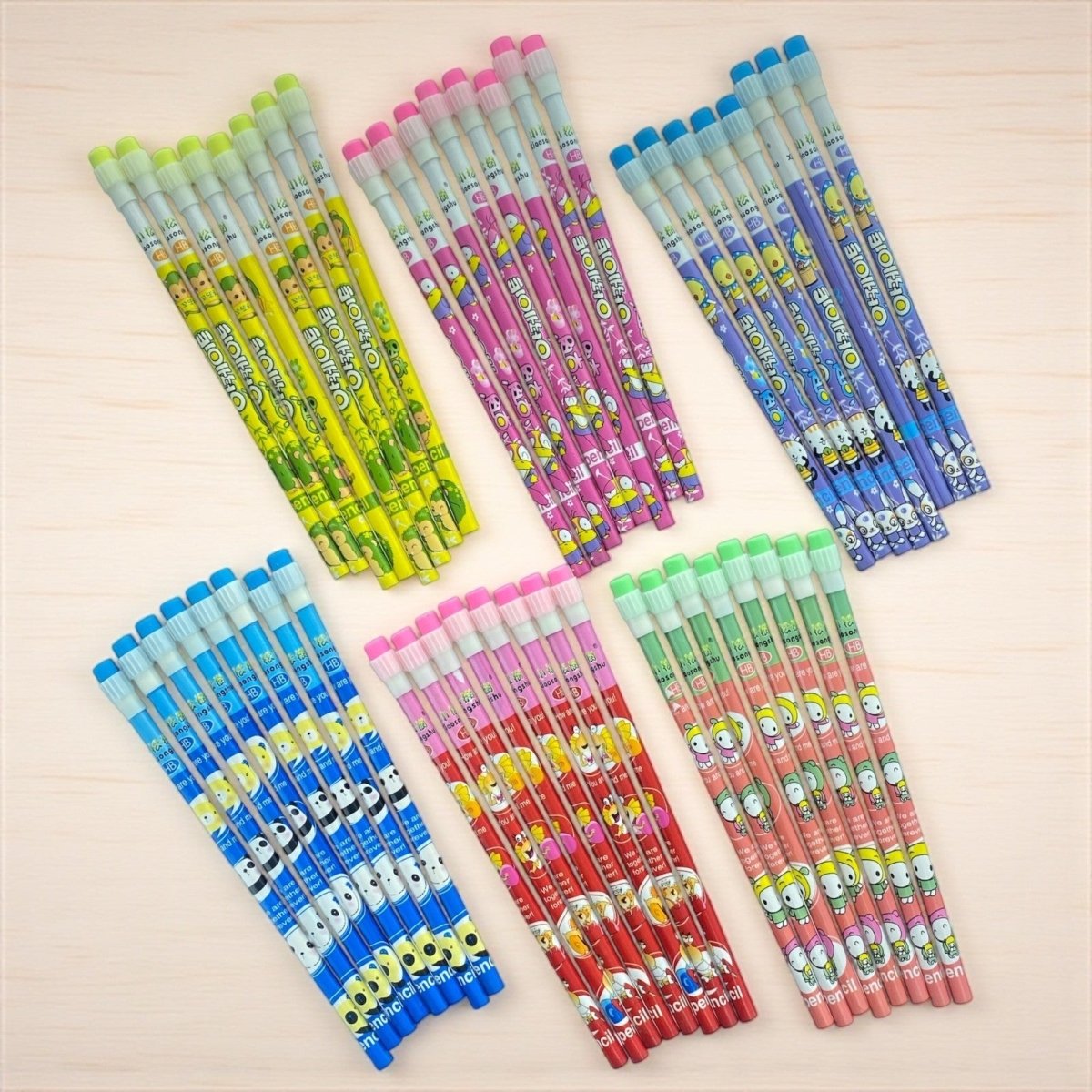 48pcs Colourful Cartoon Novelty Pencils Fun School, Office & Party Favour Set - PartyErasers