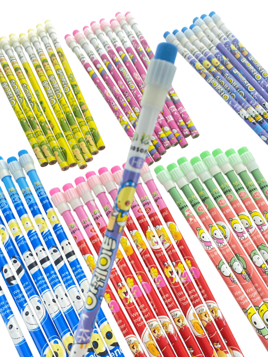 48pcs Colourful Cartoon Novelty Pencils Fun School, Office & Party Favour Set - PartyErasers