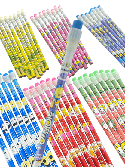 48pcs Colourful Cartoon Novelty Pencils Fun School, Office & Party Favour Set - PartyErasers