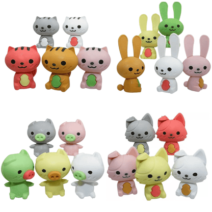 5 Colours Cute Kawaii Animals Erasers for Party Fillers Birthday Gift Bag - PartyErasers