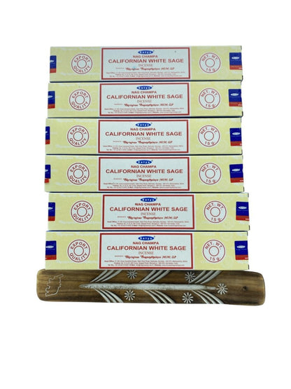 6 Packs Satya Californian White Sage Nag Champa Incense Sticks with Holder - PartyErasers
