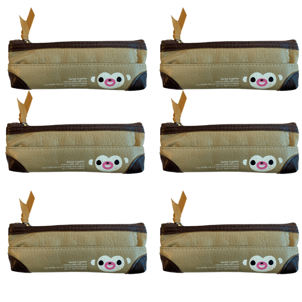 6 x Animal Design Pencil Pen Case Zipper Pouch Make up Travel Bag Accessories - PartyErasers