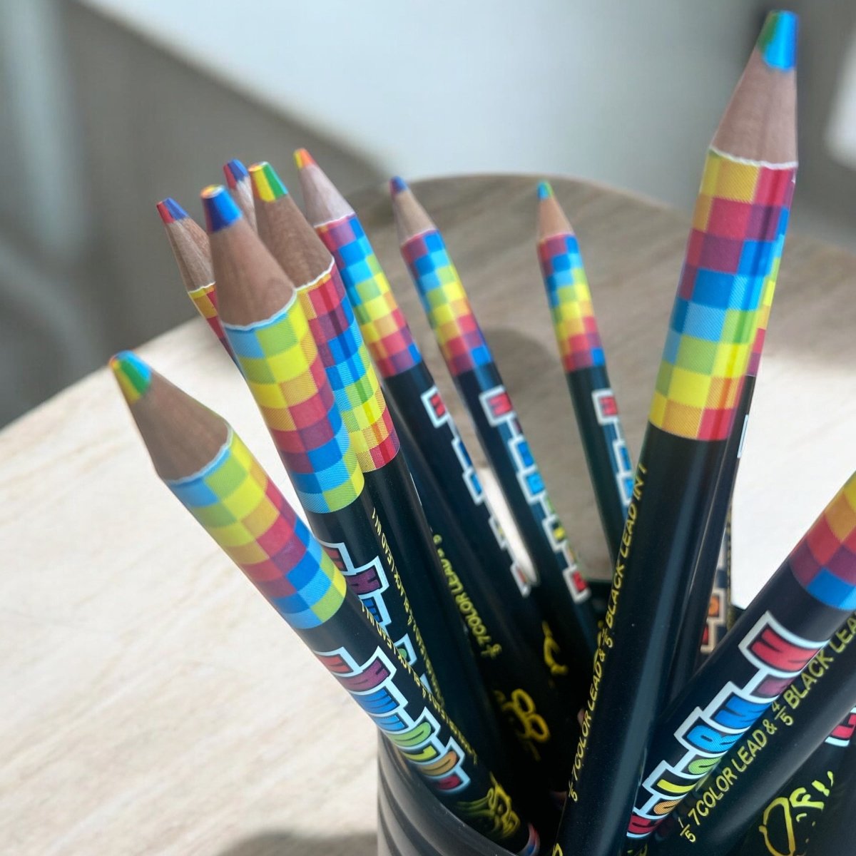7 in 1 rainbow colour leads & black lead in one Pencil (3 pencils) from Japan - PartyErasers