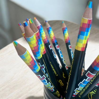 7 in 1 rainbow colour leads & black lead in one Pencil (3 pencils) from Japan - PartyErasers