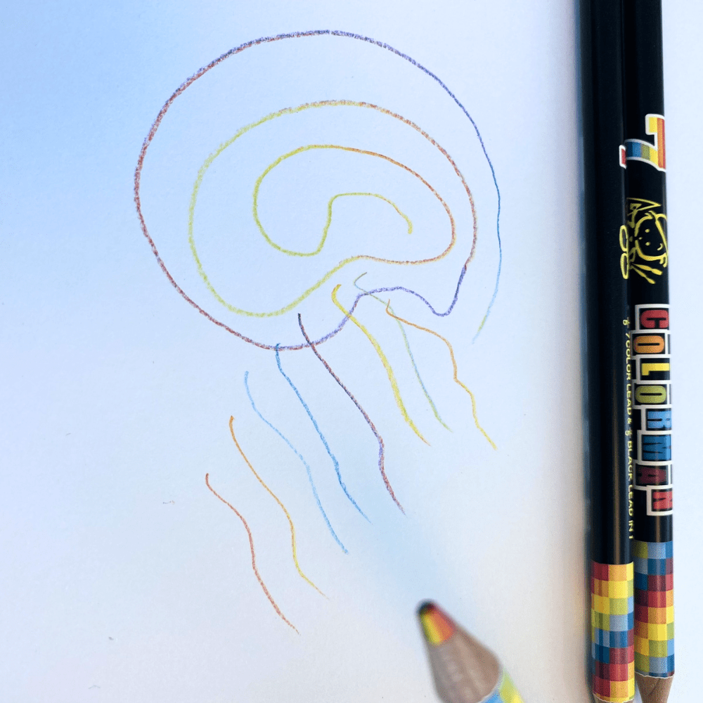 7 in 1 rainbow colour leads & black lead in one Pencil (3 pencils) from Japan - PartyErasers