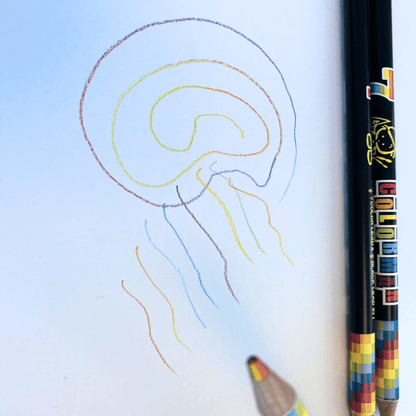 7 in 1 rainbow colour leads & black lead in one Pencil (3 pencils) from Japan - PartyErasers