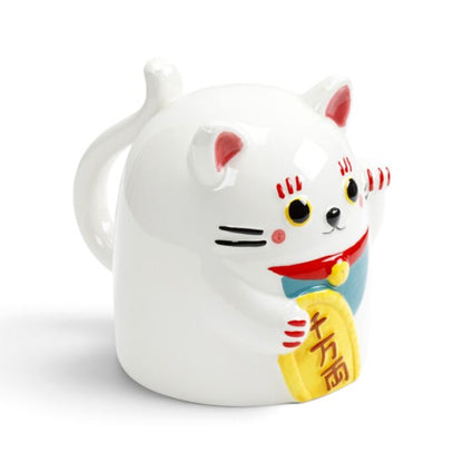 Maneki Neko Lucky Cat Upside Down Ceramic Shaped Mug