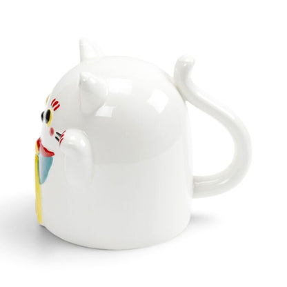 Maneki Neko Lucky Cat Upside Down Ceramic Shaped Mug