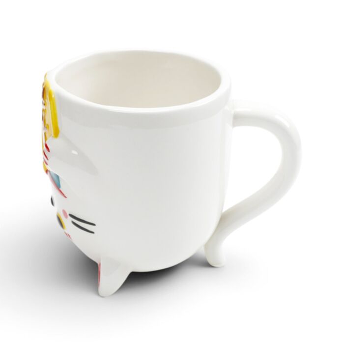 Maneki Neko Lucky Cat Upside Down Ceramic Shaped Mug
