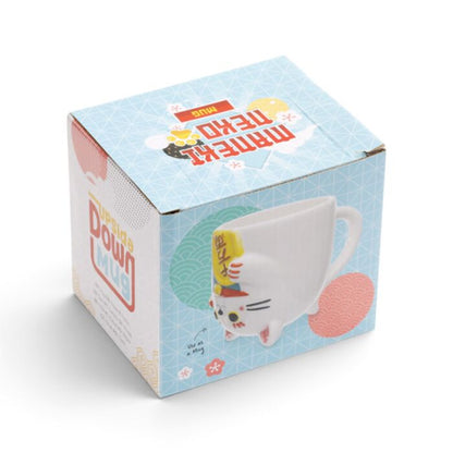 Maneki Neko Lucky Cat Upside Down Ceramic Shaped Mug