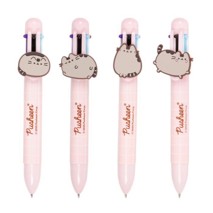 Pusheen the Cat Multi Colour Pen with Charm (6 Colours)
