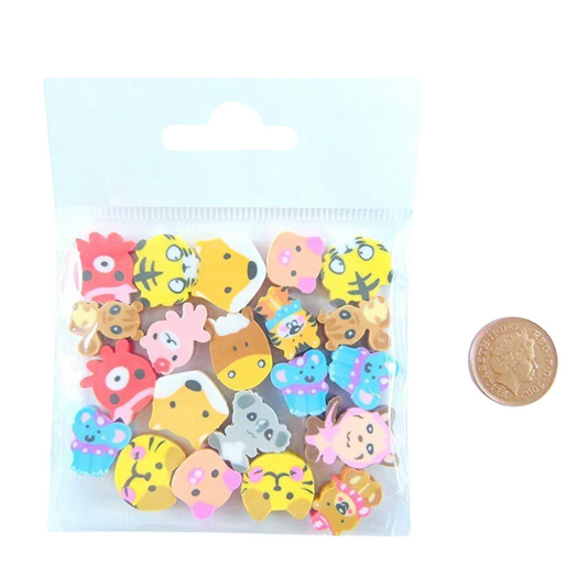 Kawaii 21 pieces Random Mix of Mini Cute Animal Shape Erasers