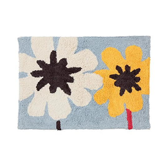 ZAKKAUK FESTOON Flowers Floor Mat - Blue from Japan