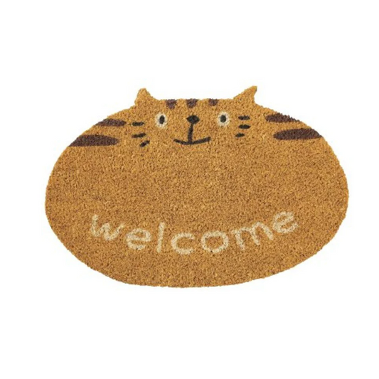 ZAKKAUK TABBY Coir Entrance Mat - Brown Cat from Japan