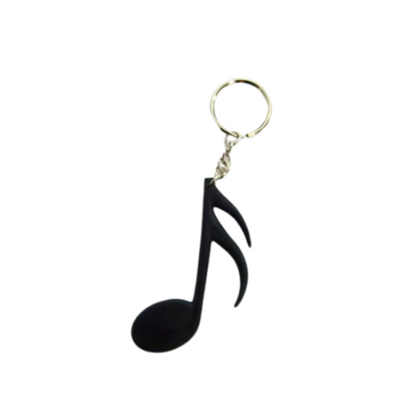 Music Themed Keyrings Keychains - Sixteenth Note (Black)