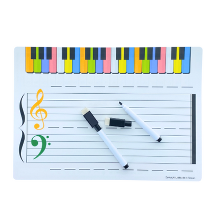 A4 Dry-Wipe Music Whiteboard Card (2 Sided) + Erasable Marker Pen ( 1 Set)