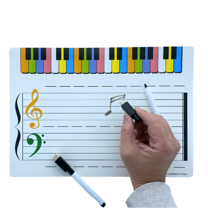 A4 Dry-Wipe Music Whiteboard Card (2 Sided) + Erasable Marker Pen ( 1 Set)