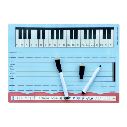 A4 Dry-Wipe Music Whiteboard Card (2 Sided) + Erasable Marker Pen ( 1 Set)