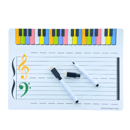 A4 Dry - Wipe Music Whiteboard Card (2 Sided) + Erasable Marker Pen ( 1 Set) - PartyErasers