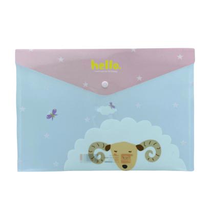 A4 Plastic Document Wallets File Folders Filing - Cute Animal Face - PartyErasers