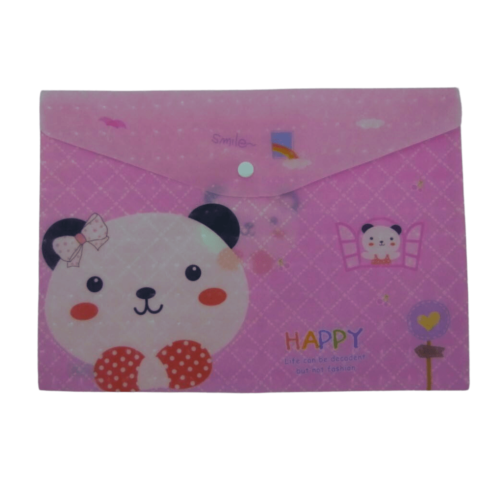 A4 Plastic Document Wallets File Folders Filing - Happy Panda and Bear - PartyErasers