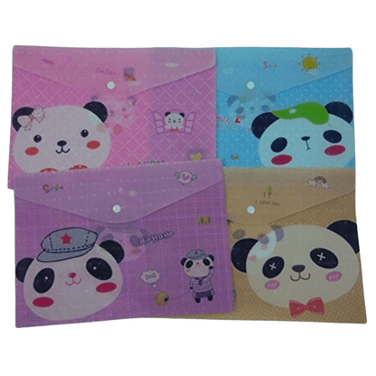 A4 Plastic Document Wallets File Folders Filing - Happy Panda and Bear - PartyErasers