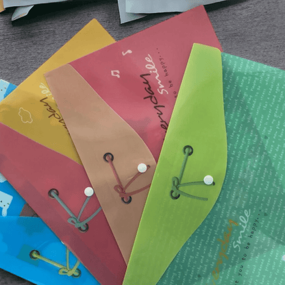 A4 Plastic Press Stud Document Wallets File Folders Filing - Cute Animal Ribbon - PartyErasers