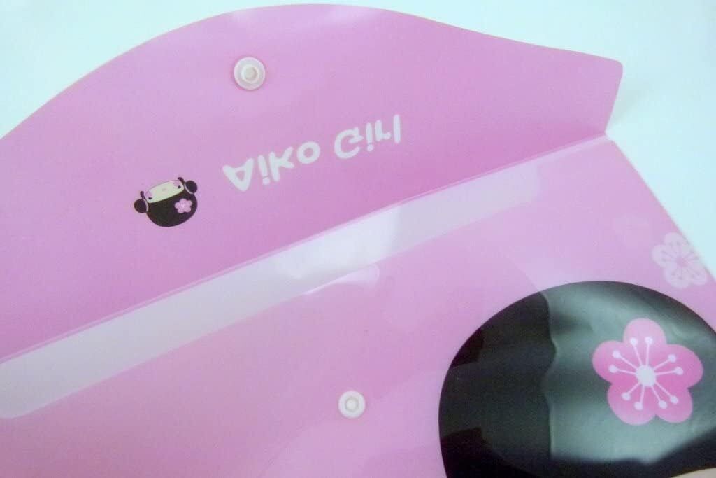 A4 Plastic Press Stud Document Wallets File Folders Filing - Japanese Girl - PartyErasers