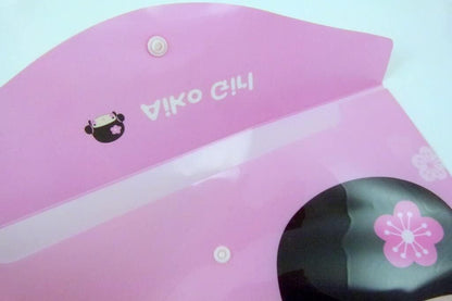 A4 Plastic Press Stud Document Wallets File Folders Filing - Japanese Girl - PartyErasers