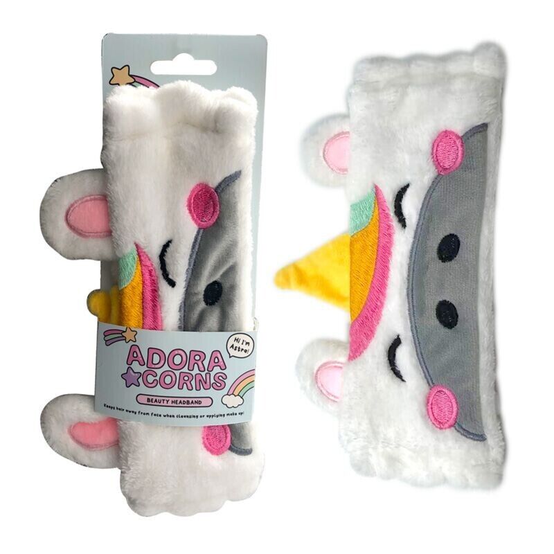 Adoramals Plush Headband Panda Rabbit Cat Unicorn Face Washing Makeup Headband - PartyErasers